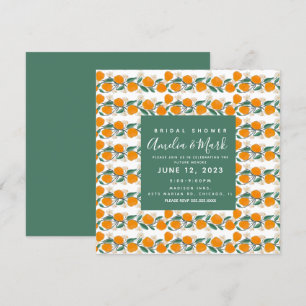 Invitation Fête de mariage abstrait botanique orange dessiné 