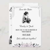 Invitation Fête de mariage amusante à la main moderne (Devant / Derrière)