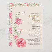 Invitation Fête de mariage aquarelle à l'eau de rose florale (Devant / Derrière)