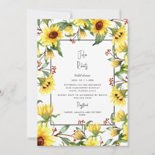 Invitation Fête de mariage aquarelle au tournesol moderne