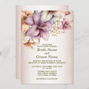 Invitation Fête de mariage aquarelle Boho rose Fleurs élégant