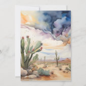 Invitation Fête de mariage aquarelle Désert et Cactus (Dos)