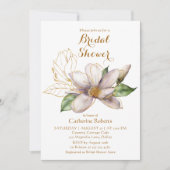 Invitation Fête de mariage aquarelle fleurs de magnolia viole (Devant)