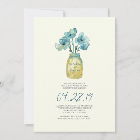 Invitation fête de mariage aquarelle florale (Devant)