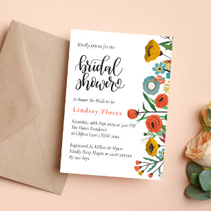 Invitation Fête de mariage aquarelle florale verdoyante et co