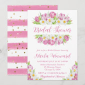 Invitation Fête de mariage aquarelle Tulipes et jonquilles (Devant / Derrière)