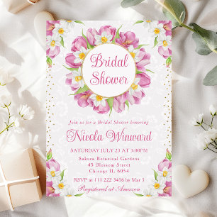 Invitation Fête de mariage aquarelle Tulipes et jonquilles