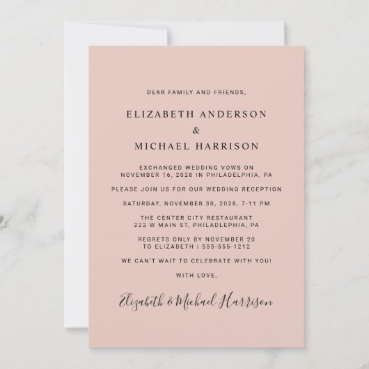 Invitation Fête de Mariage Arch Photo Rose Mariage Heureux Po (Dos)