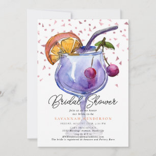 Invitation Fête de mariage au cocktail aquarelle et confettis