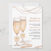 Invitation Fête de Mariage au Prosecco et Perles d'Or (Devant)