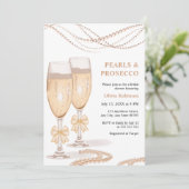 Invitation Fête de Mariage au Prosecco et Perles d'Or (Debout devant)