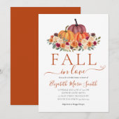 Invitation Fête de mariage automnal avec citrouille florale e (Devant / Derrière)