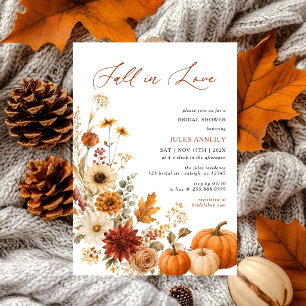 Invitation Fête de mariage automnal Herbe des Pampas Citrouil