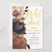 Invitation Fête de mariage automnale dorée Fleurs audacieuses (Devant)