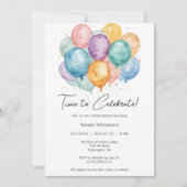 Invitation Fête de Mariage aux Ballons et Confettis (Devant)