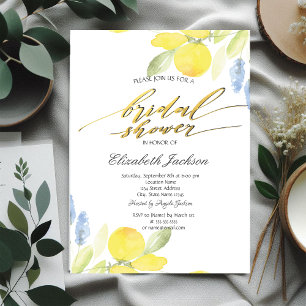 Invitation Fête de mariage aux citrons à l'aquarelle