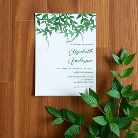Invitation Fête de mariage aux feuilles botaniques rustiques