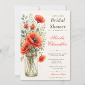 Invitation Fête de mariage aux fleurs de pavot (Devant)