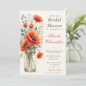 Invitation Fête de mariage aux fleurs de pavot (Debout devant)