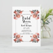 Invitation Fête de mariage aux roses pêche corail délicates (Debout devant)