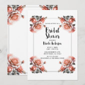 Invitation Fête de mariage aux roses pêche corail délicates (Devant / Derrière)