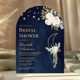 Invitation Fête de mariage avec arche lunaire florale ivoire
