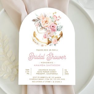 Invitation Fête de mariage avec arche nautique ancrée de fleu