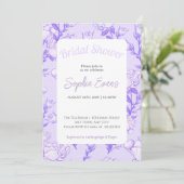 Invitation Fête de mariage avec bordure florale violette et b (Debout devant)