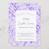 Invitation Fête de mariage avec bordure florale violette et b (Devant / Derrière)