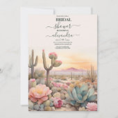 Invitation Fête de mariage avec cactus du désert en aquarelle (Devant)