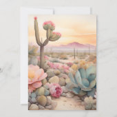 Invitation Fête de mariage avec cactus du désert en aquarelle (Dos)