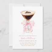 Invitation Fête de mariage avec café à ruban rose (Devant)