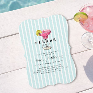 Invitation Fête de mariage avec cocktail Blue Stripe