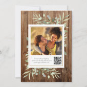 Invitation Fête de mariage avec code QR de verdure en bois ru (Dos)