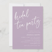 Invitation Fête de mariage avec code QR violet Tea Party (Devant)