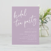 Invitation Fête de mariage avec code QR violet Tea Party (Debout devant)