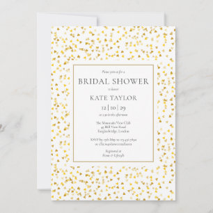 Invitation Fête de mariage avec confettis coeurs dorés