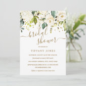 Invitation Fête de mariage avec confettis dorés et fleurs bla (Debout devant)