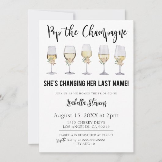 Invitation Fête de mariage avec débouchage de champagne (Devant)