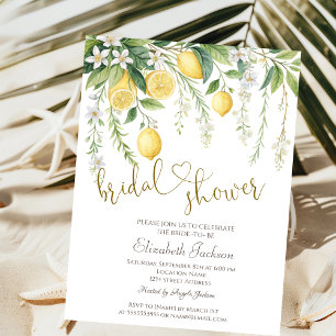 Invitation Fête de mariage avec des citrons en fleurs à l'aqu
