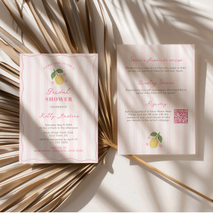 Invitation Fête de mariage avec des citrons roses jolis dessi
