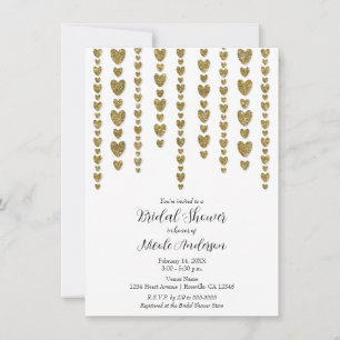 Invitation Fête de mariage avec des cœurs en or pour la Saint