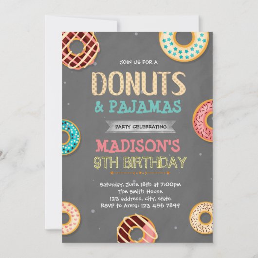 Invitation Fête de mariage avec des donuts pour un anniversai (Devant)