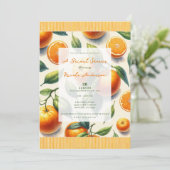 Invitation Fête de mariage avec des feuilles d'orange et des  (Debout devant)