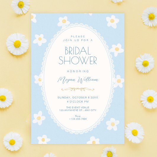 Invitation Fête de mariage avec des fleurs bleues