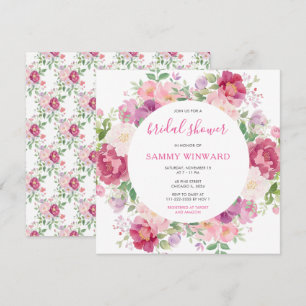 Invitation Fête de mariage avec des fleurs de pivoine roses e