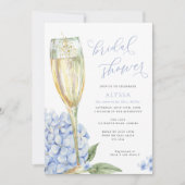Invitation Fête de mariage avec des fleurs d'hortensia bleus (Devant)