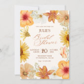 Invitation Fête de mariage avec des fleurs orange (Devant)