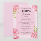 Invitation Fête de mariage avec des fleurs roses (Devant / Derrière)