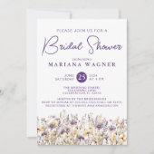 Invitation Fête de mariage avec des fleurs sauvages violettes (Devant)